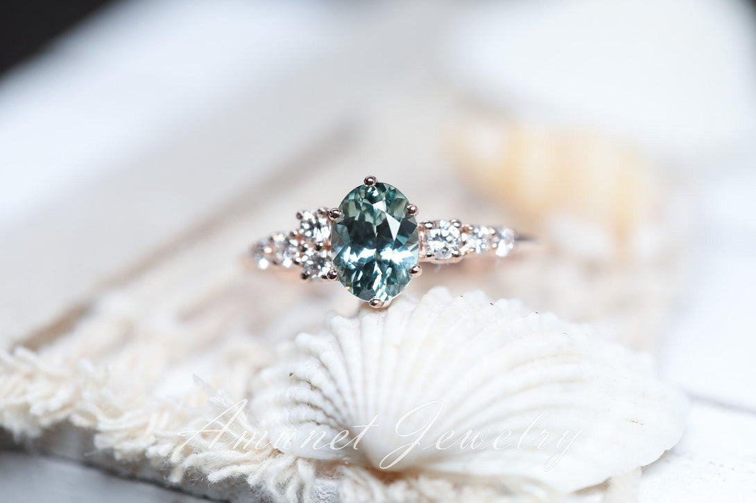 Wedding Ring Montana Sapphire And Diamond Ring Teal Sapphire Ring