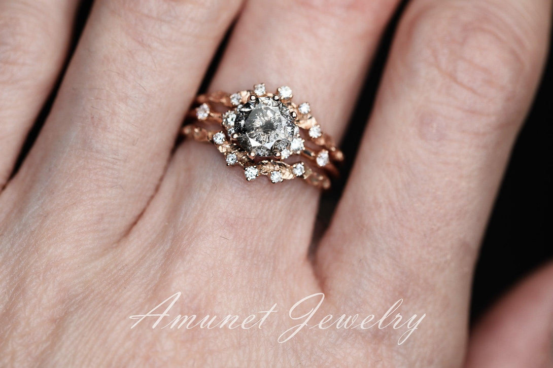 Salt and pepper diamond ring - Amunet Jewelry