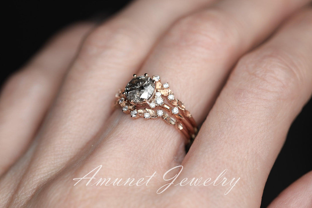 Salt and pepper diamond ring - Amunet Jewelry