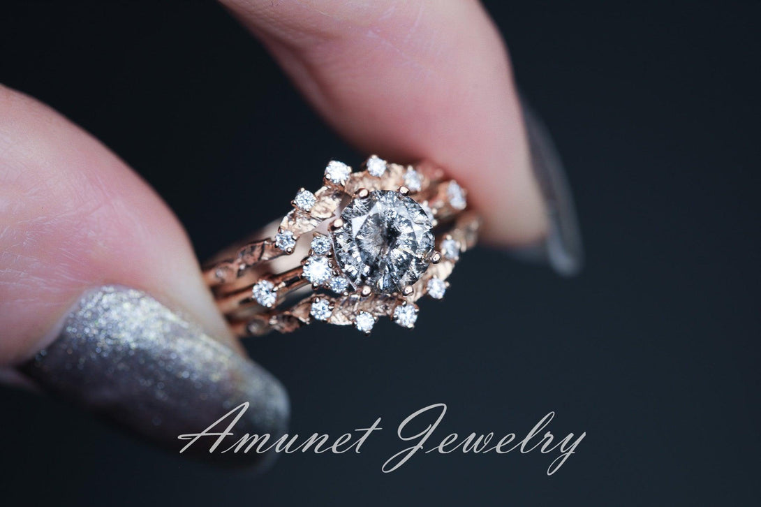 Salt and pepper diamond ring - Amunet Jewelry