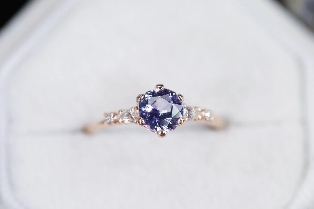 Lavender tanzanite ring, tanzanite engagement ring, tanzanite cluster ring, wedding ring, unique ring. - Amunet Jewelry