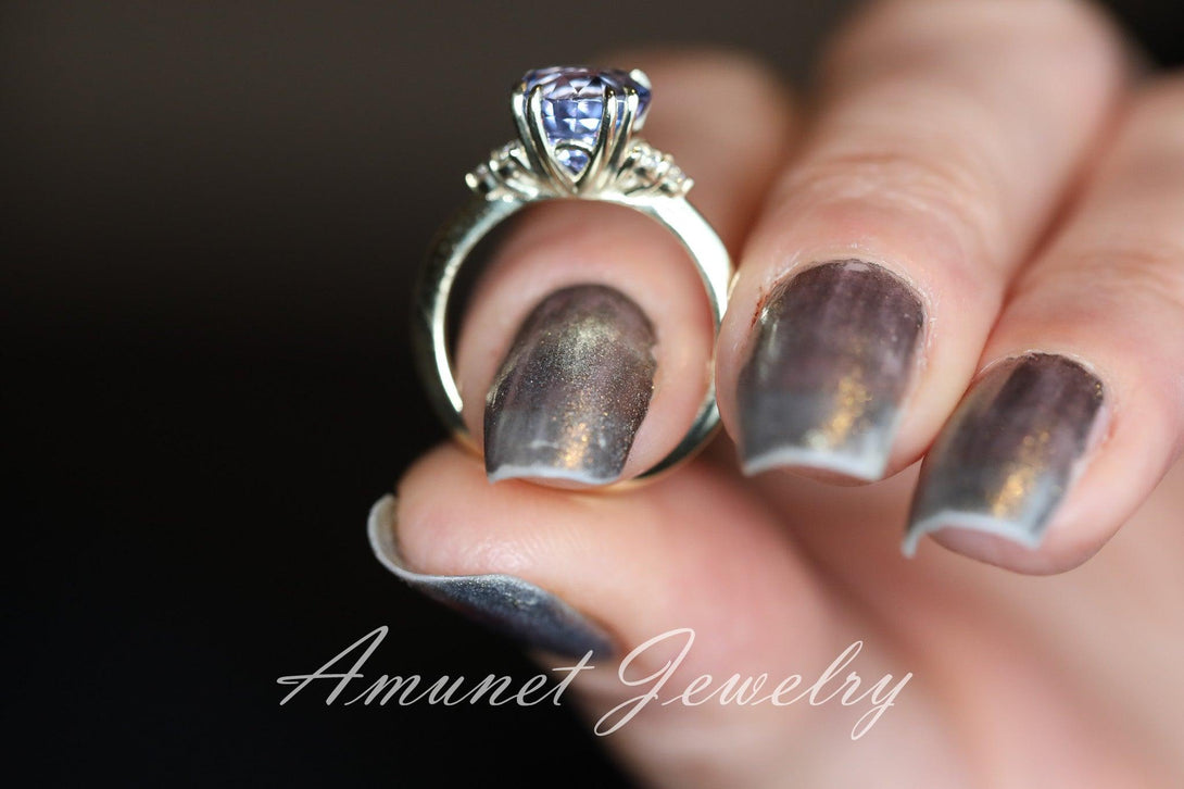 Lavender spinel ring,cluster ring,spinel engagement ring - Amunet Jewelry