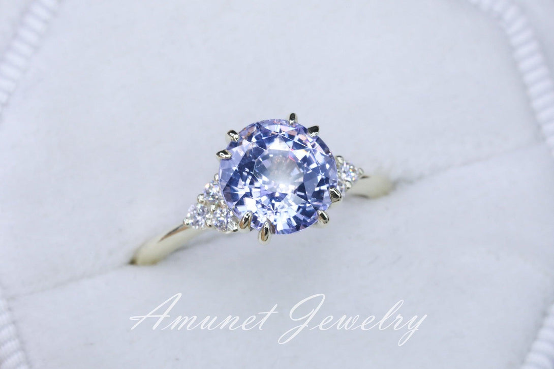 Lavender spinel ring,cluster ring,spinel engagement ring - Amunet Jewelry