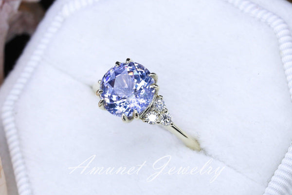 Lavender spinel ring,cluster ring,spinel engagement ring - Amunet Jewelry