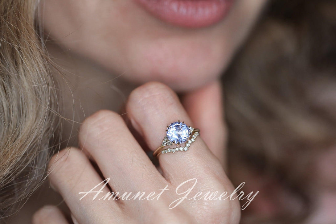 Lavender spinel ring,cluster ring,spinel engagement ring - Amunet Jewelry