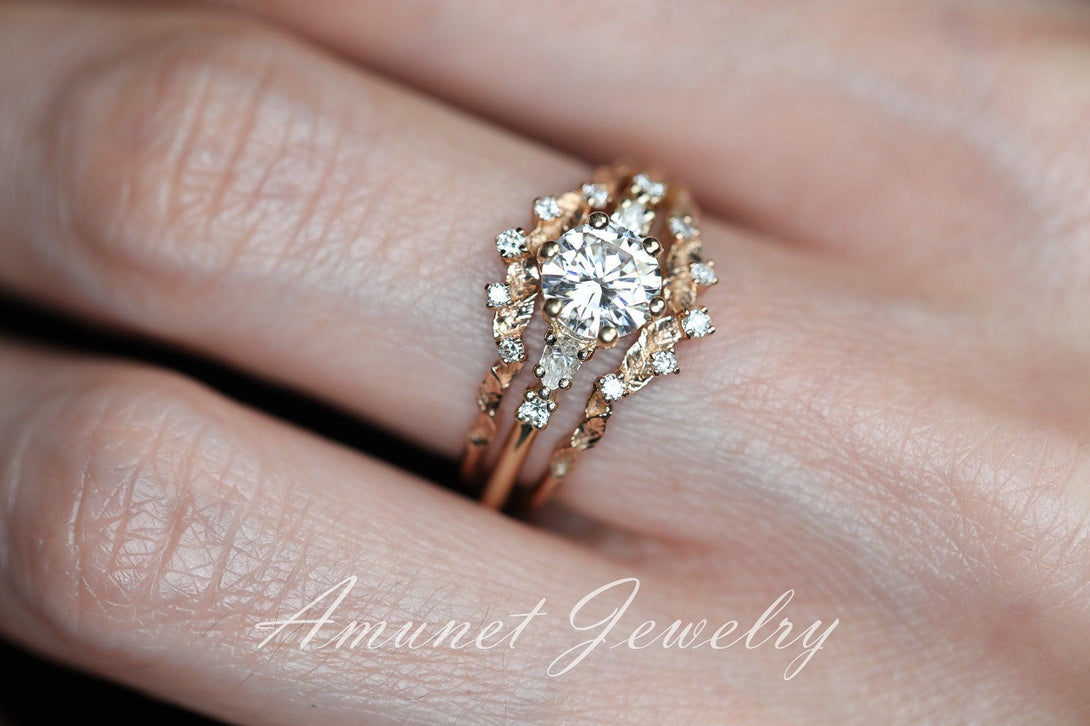 Forever one moissanite Engagement ring - Amunet Jewelry