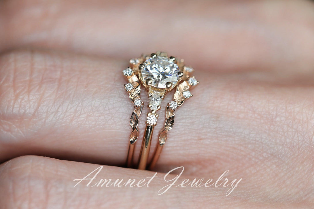 Forever one moissanite Engagement ring - Amunet Jewelry