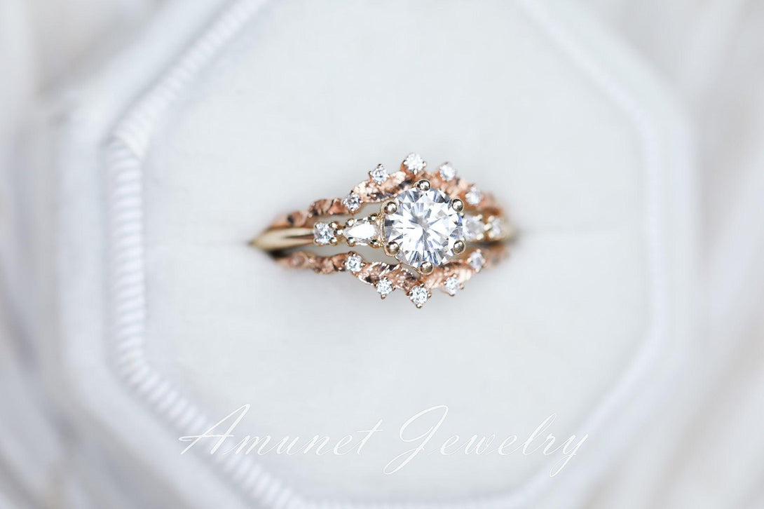 Forever one moissanite Engagement ring - Amunet Jewelry