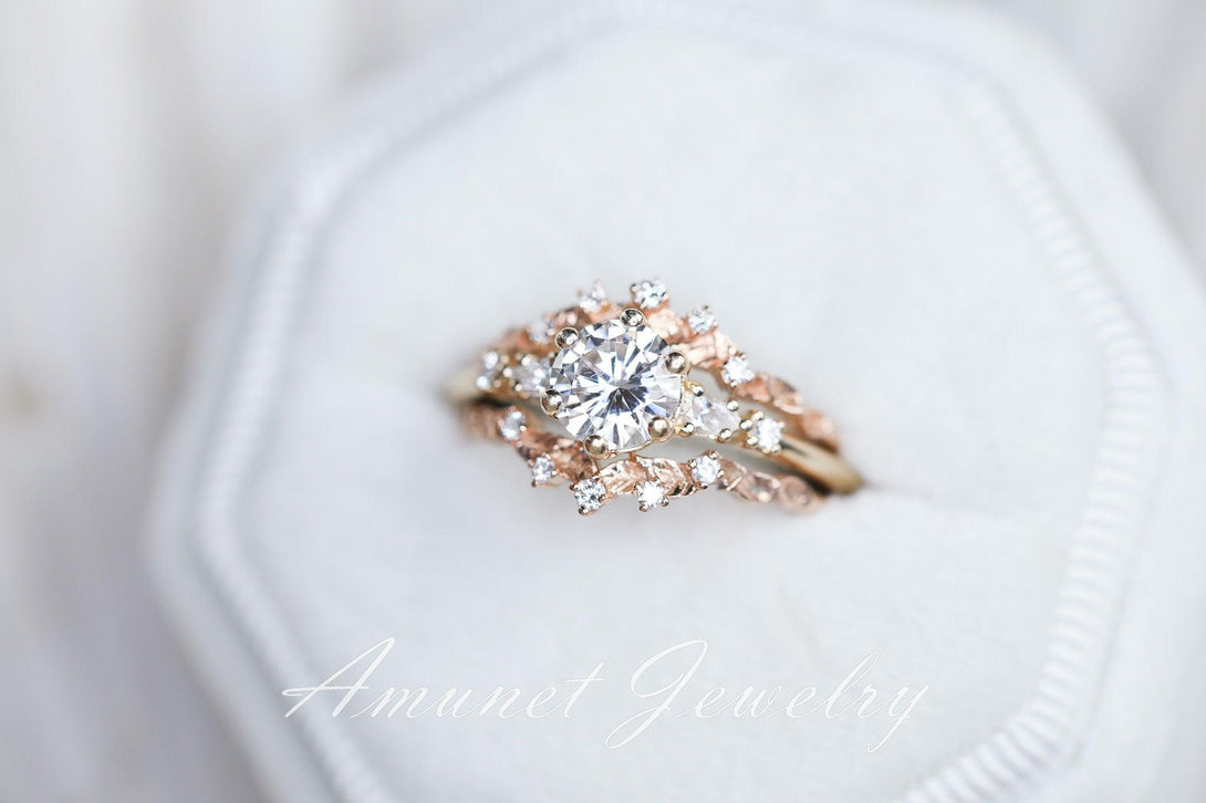 Forever one moissanite Engagement ring - Amunet Jewelry