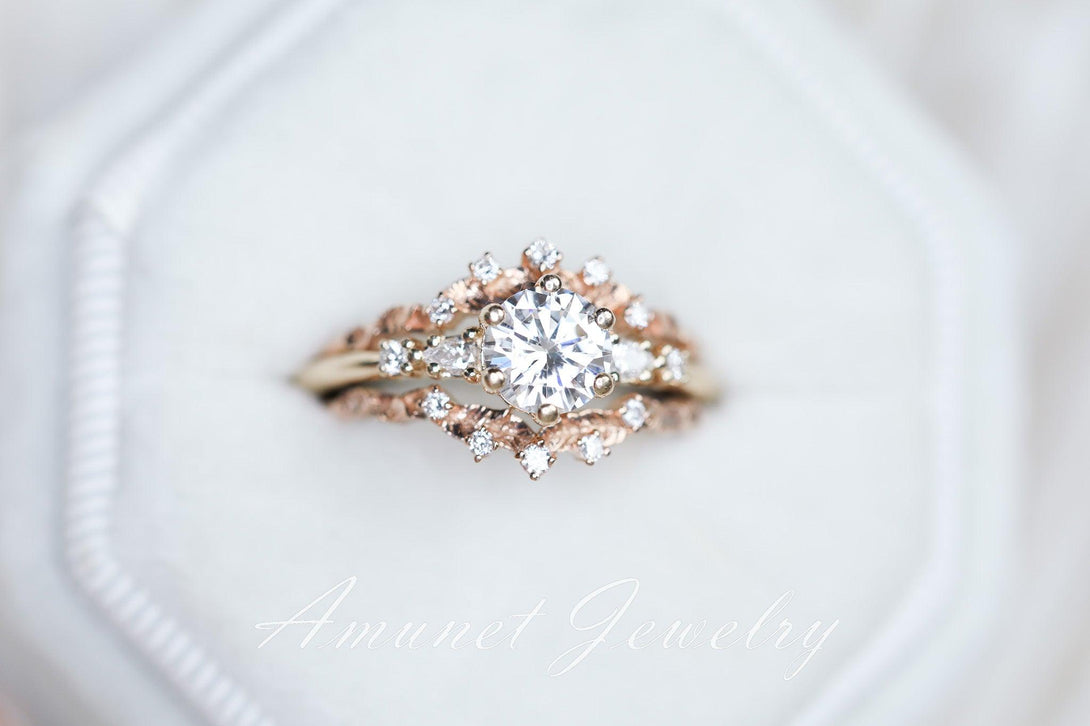 Forever one moissanite Engagement ring - Amunet Jewelry