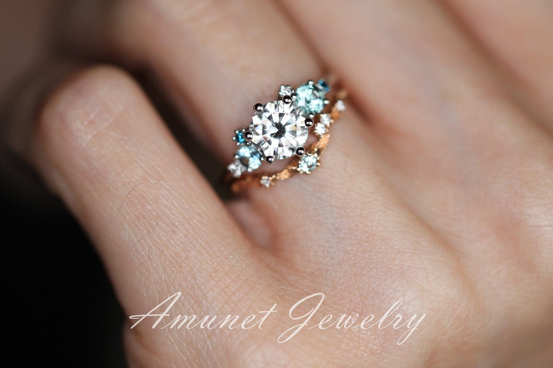 Charles & Colvard forever one moissanite engagement ring. - Amunet Jewelry