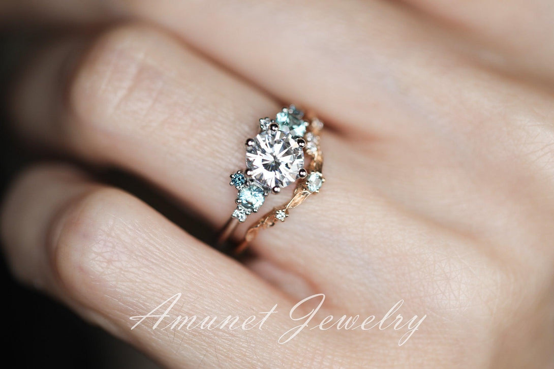 Charles & Colvard forever one moissanite engagement ring. - Amunet Jewelry