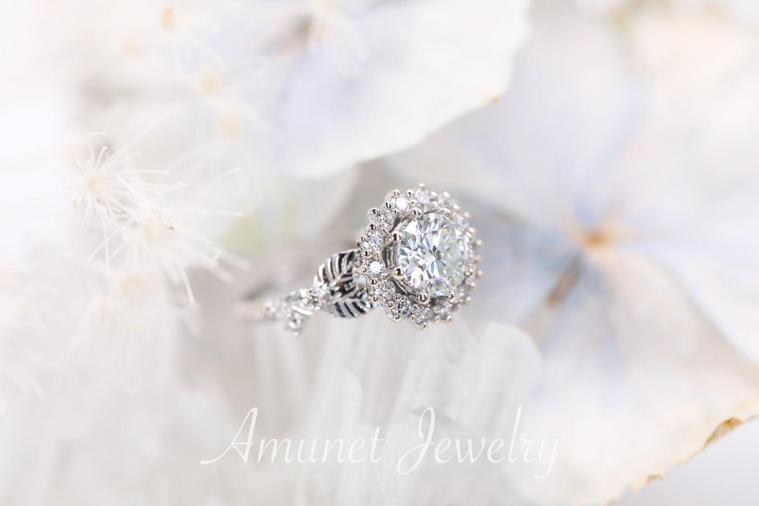 Moissanite engagement ring, engagement ring - Amunet Jewelry