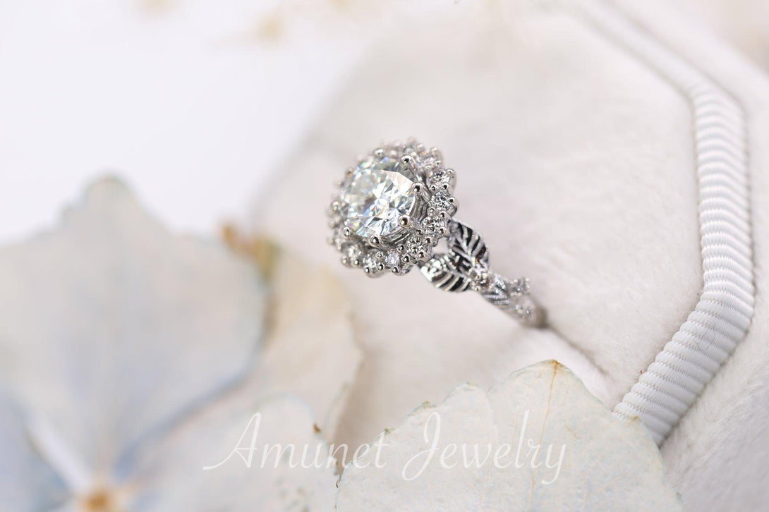 Moissanite engagement ring, engagement ring - Amunet Jewelry