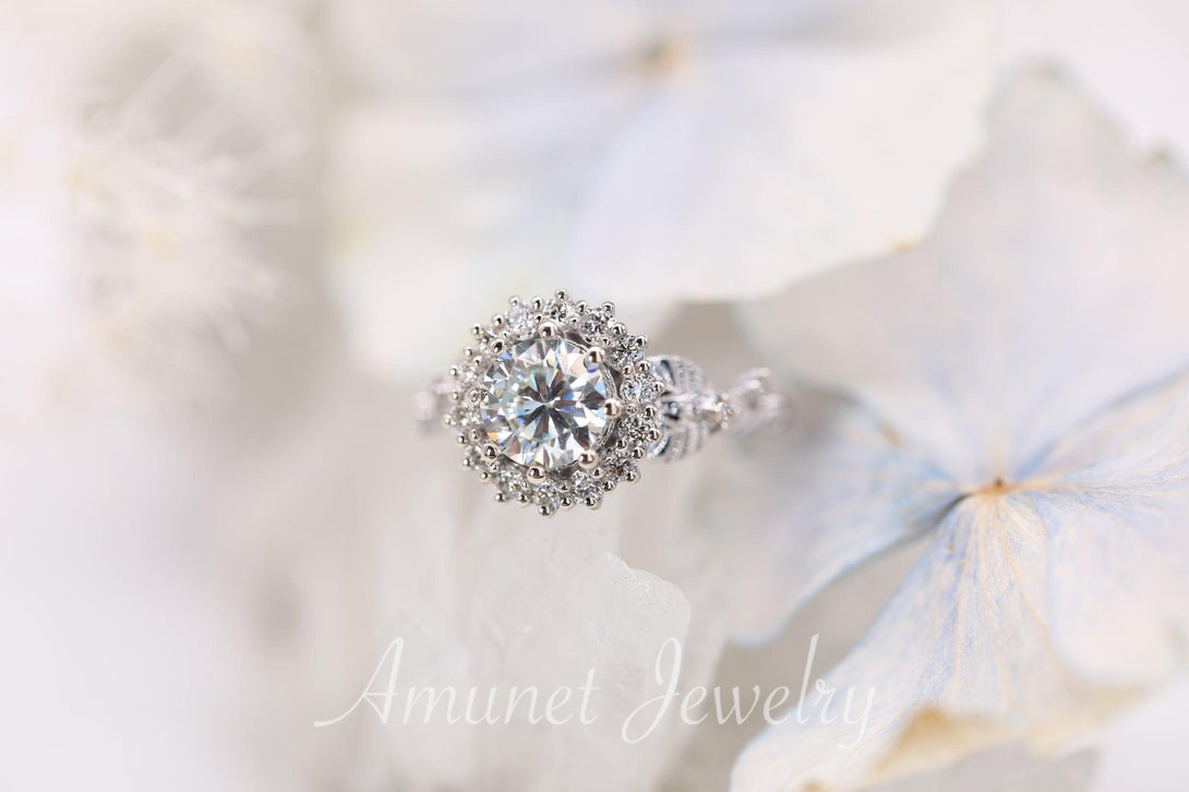 Moissanite engagement ring, engagement ring - Amunet Jewelry