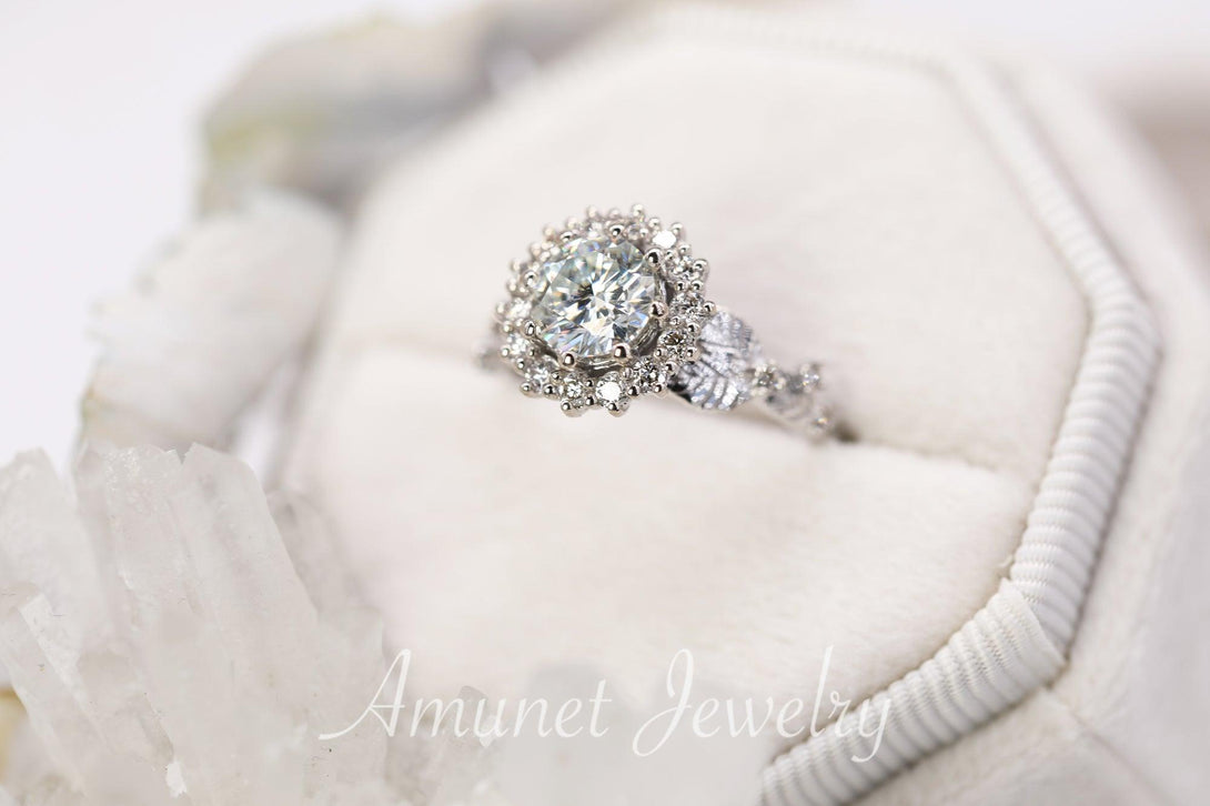 Moissanite engagement ring, engagement ring - Amunet Jewelry