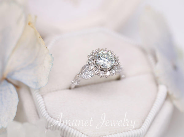 Moissanite engagement ring, engagement ring - Amunet Jewelry