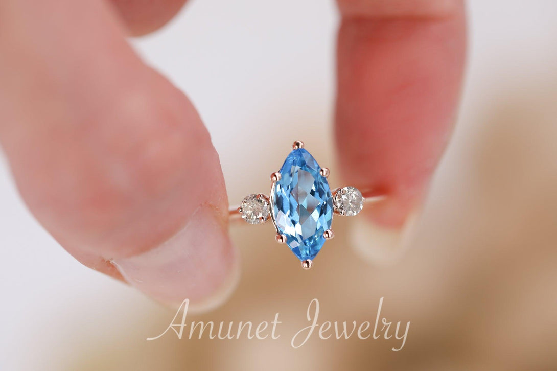 Beautiful sky blue topaz engagement ring, engagement ring - Amunet Jewelry