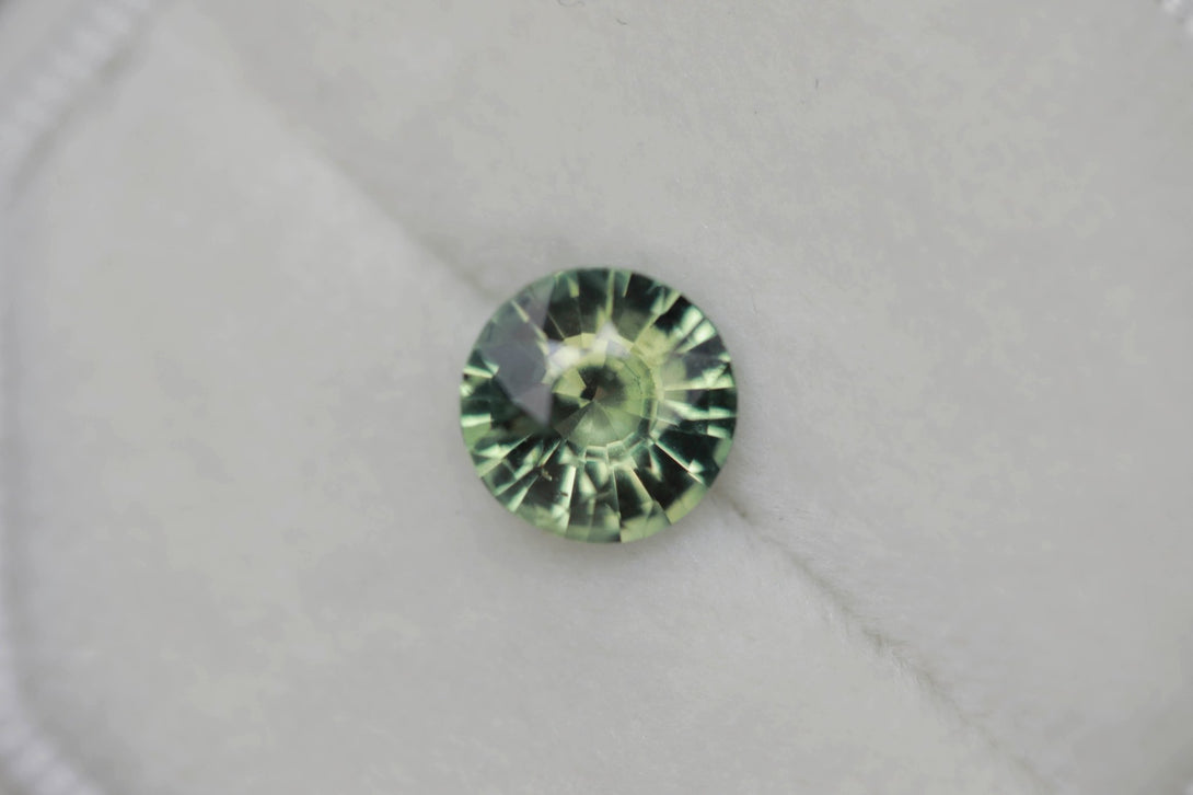 2.19 ct green yellow round parti sapphire - Amunet Jewelry