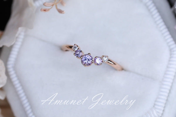 Lavendar sapphire wedding band, sapphire wedding band , engagement ring, diamond ring,  lavender sapphire. - Amunet Jewelry