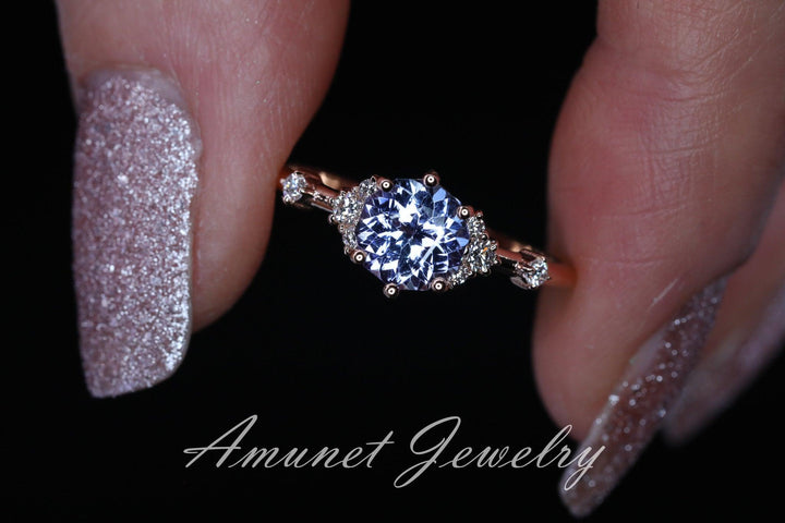 Tanzanite ring,tanzanite engagement ring,lavender tanzanite cluster ring,unique ring. - Amunet Jewelry
