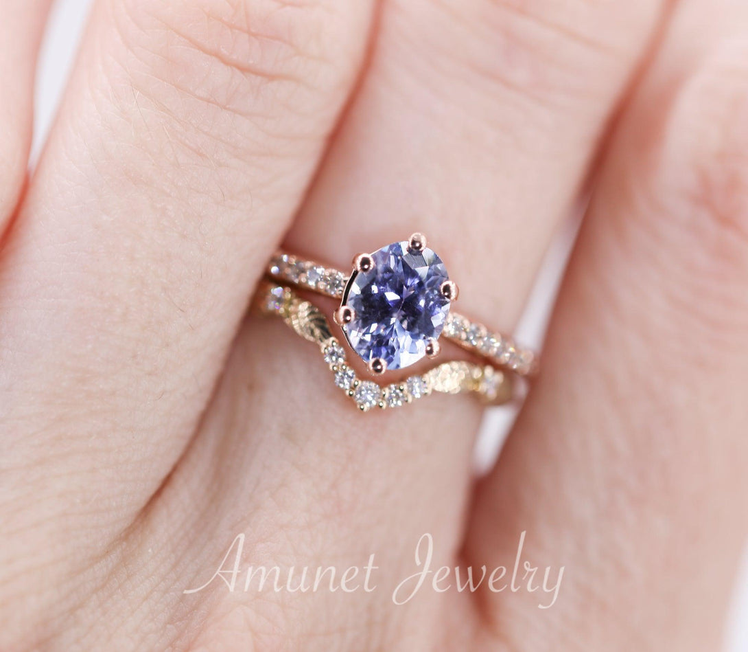 Elegant Curved Leaf Diamond Ring – A Stunningly Unique Engagement Ring & Wedding Band - Amunet Jewelry