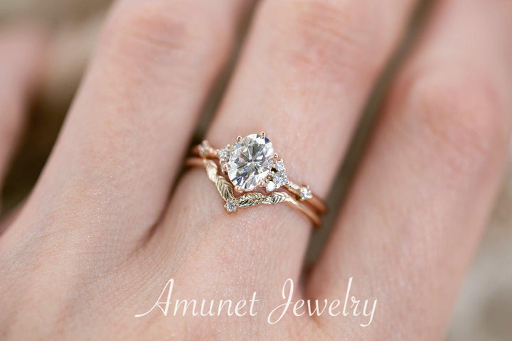 Stackable engagement wedding band, diamonds band. - Amunet Jewelry