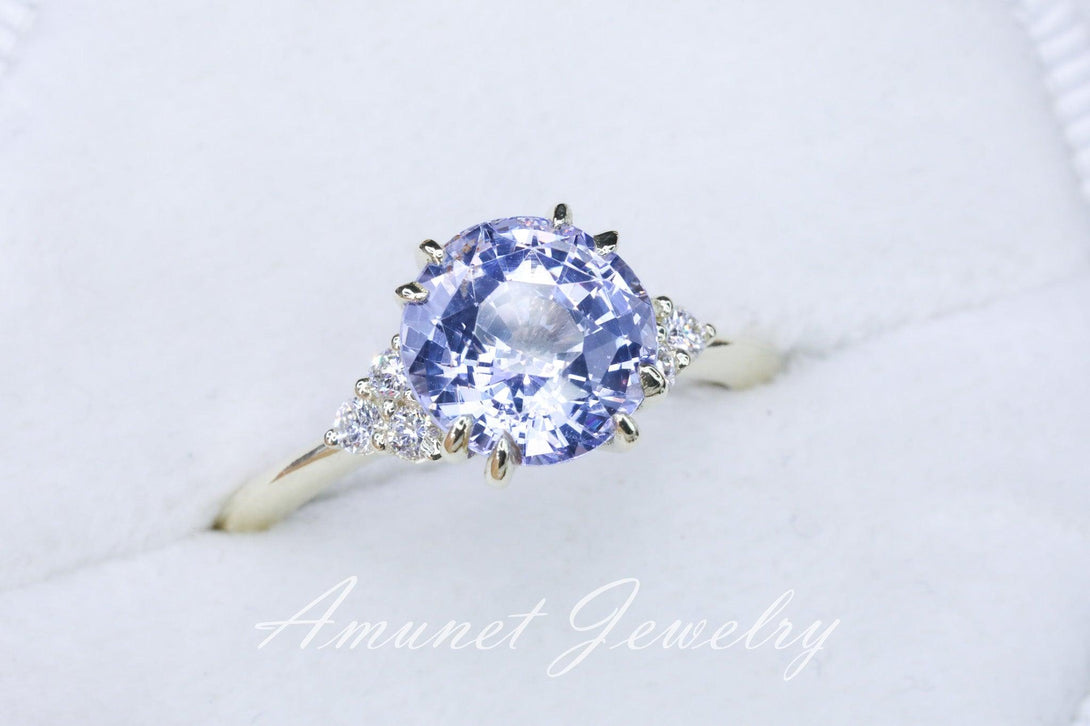 Lavender spinel ring,cluster ring,spinel engagement ring - Amunet Jewelry