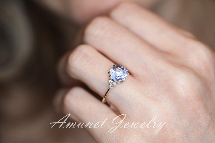 Lavender spinel ring,cluster ring,spinel engagement ring - Amunet Jewelry
