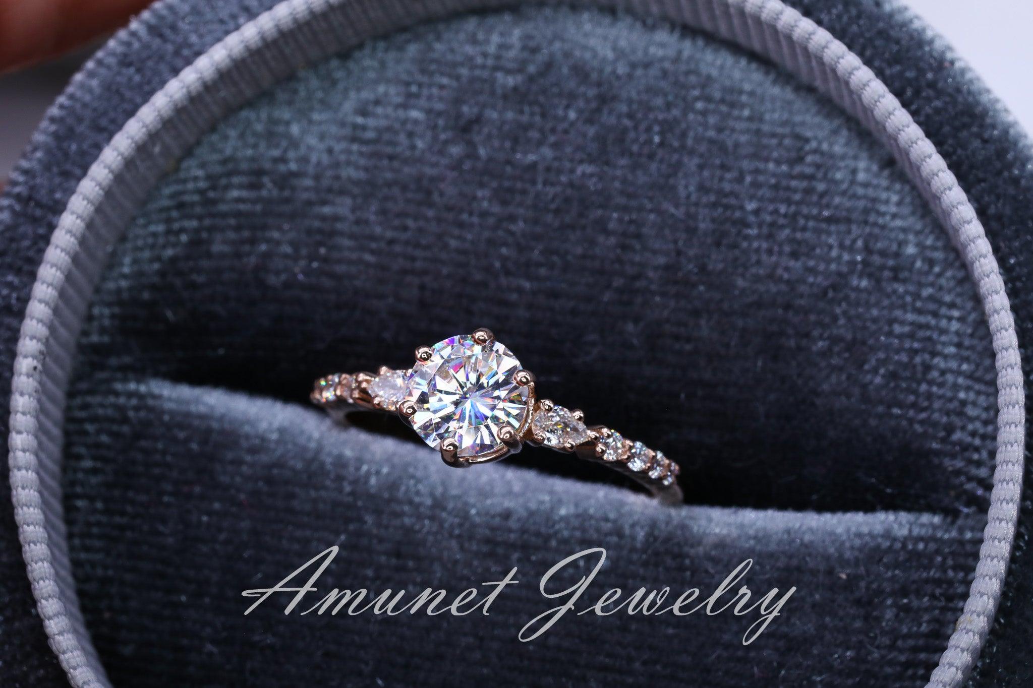 Charles Colvard moissanite engagement ring with a lovely round stone moissanite ring engagement ring unique ring