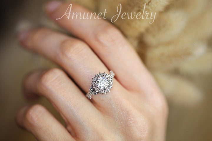 Charles & Colvard engagement ring,  engagement ring - Amunet Jewelry