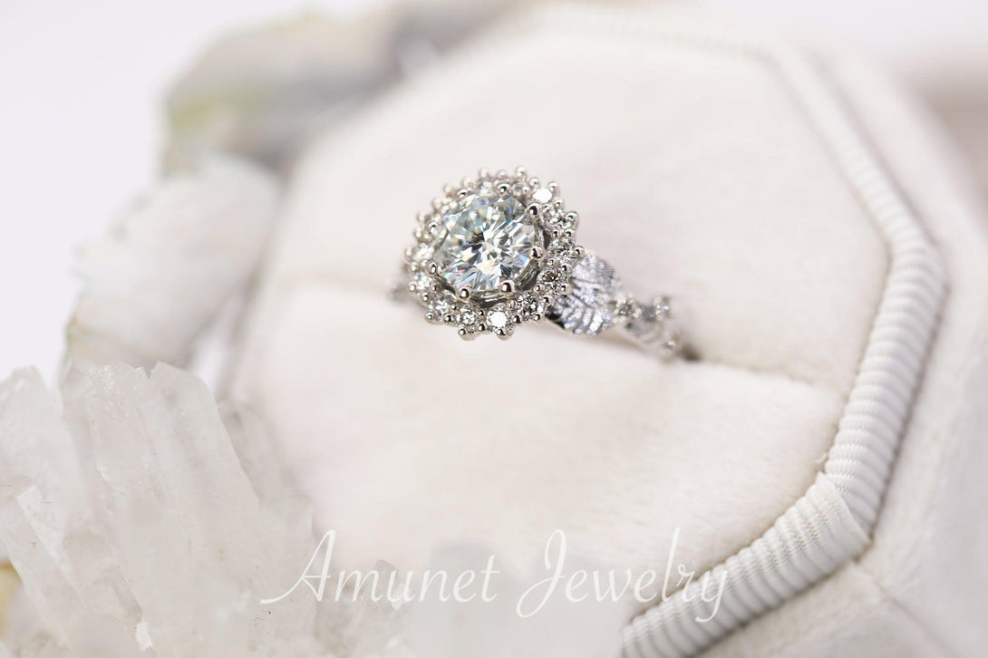 Charles & Colvard engagement ring,  engagement ring - Amunet Jewelry