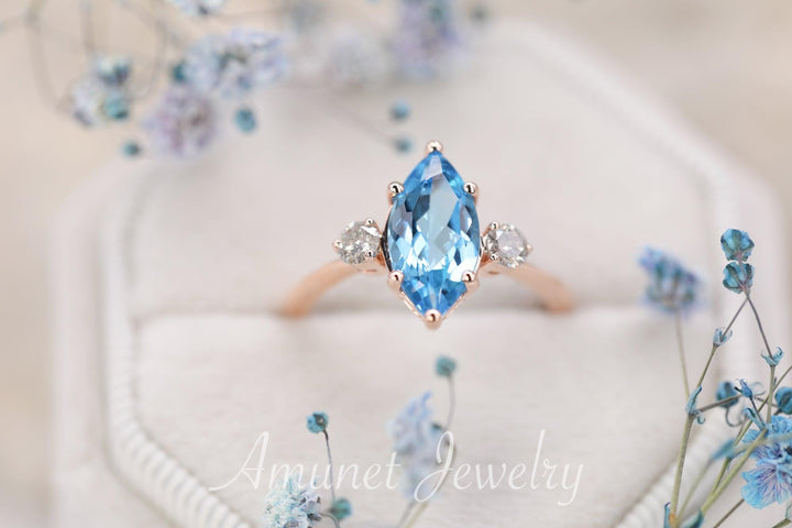 Beautiful sky blue topaz engagement ring, engagement ring - Amunet Jewelry