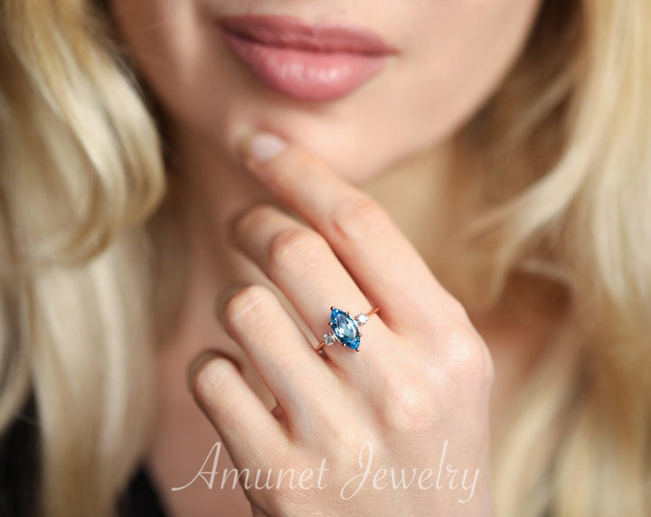 Beautiful sky blue topaz engagement ring, engagement ring - Amunet Jewelry