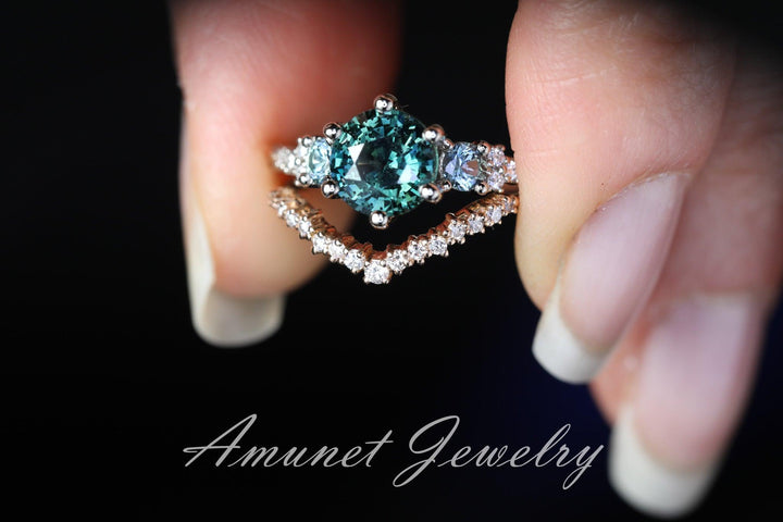 Diamond band, wedding band, woman diamond ring, unique engagement ring, - Amunet Jewelry