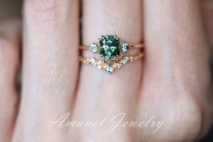 Beautiful curved leaf ring, diamond band, wedding band, woman diamond ring, unique engagement ring, leaf ring. - Amunet Jewelry
